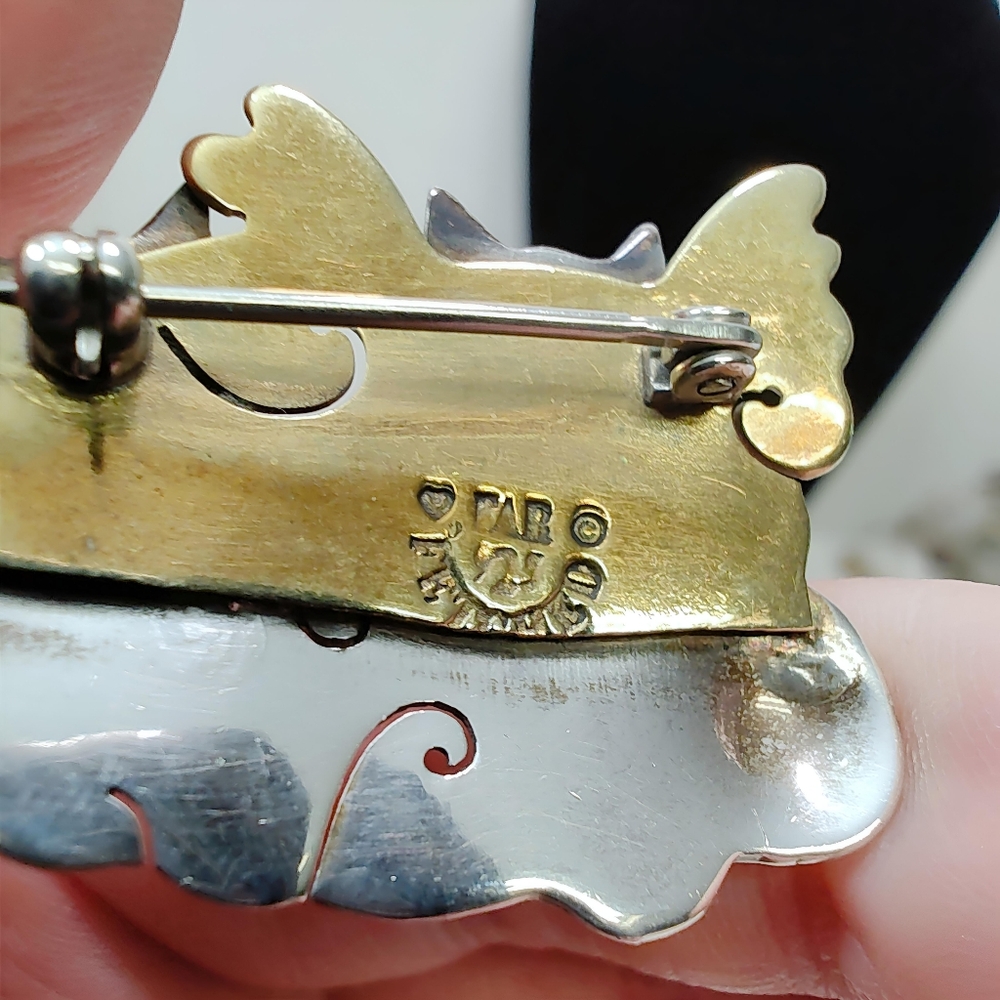 Vintage Far Fetched Sterling Silver Brass Furry Pets Guardian Angel Brooch Pin - Picture 8 of 11